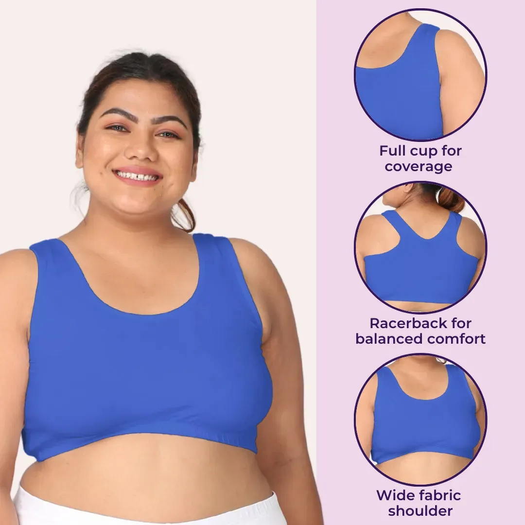 Plus Size Night Bra | Plus Size Home Bra | Non Padded | Non Wired | Full Coverage | Racerback | Pack Of 3