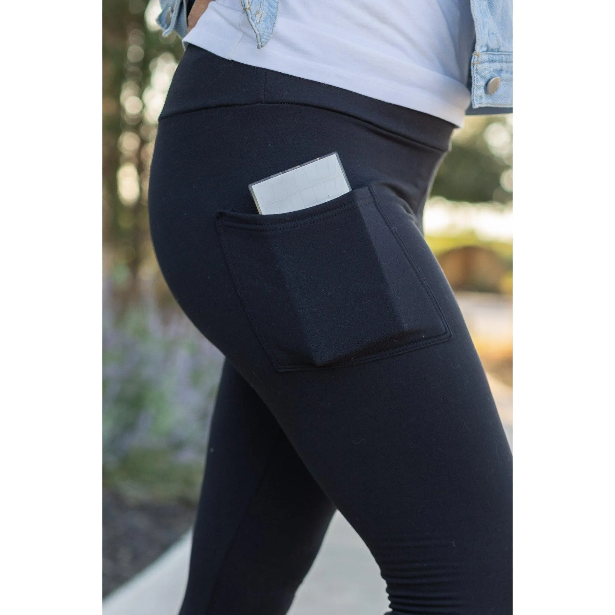 Ready to Ship | BLACK FULL LENGTH Leggings with POCKET*
