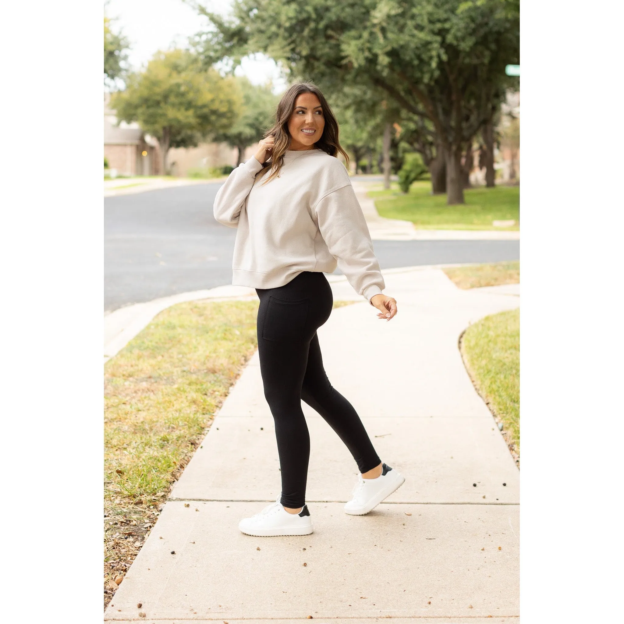 Ready to Ship | BLACK FULL LENGTH Leggings with POCKET*