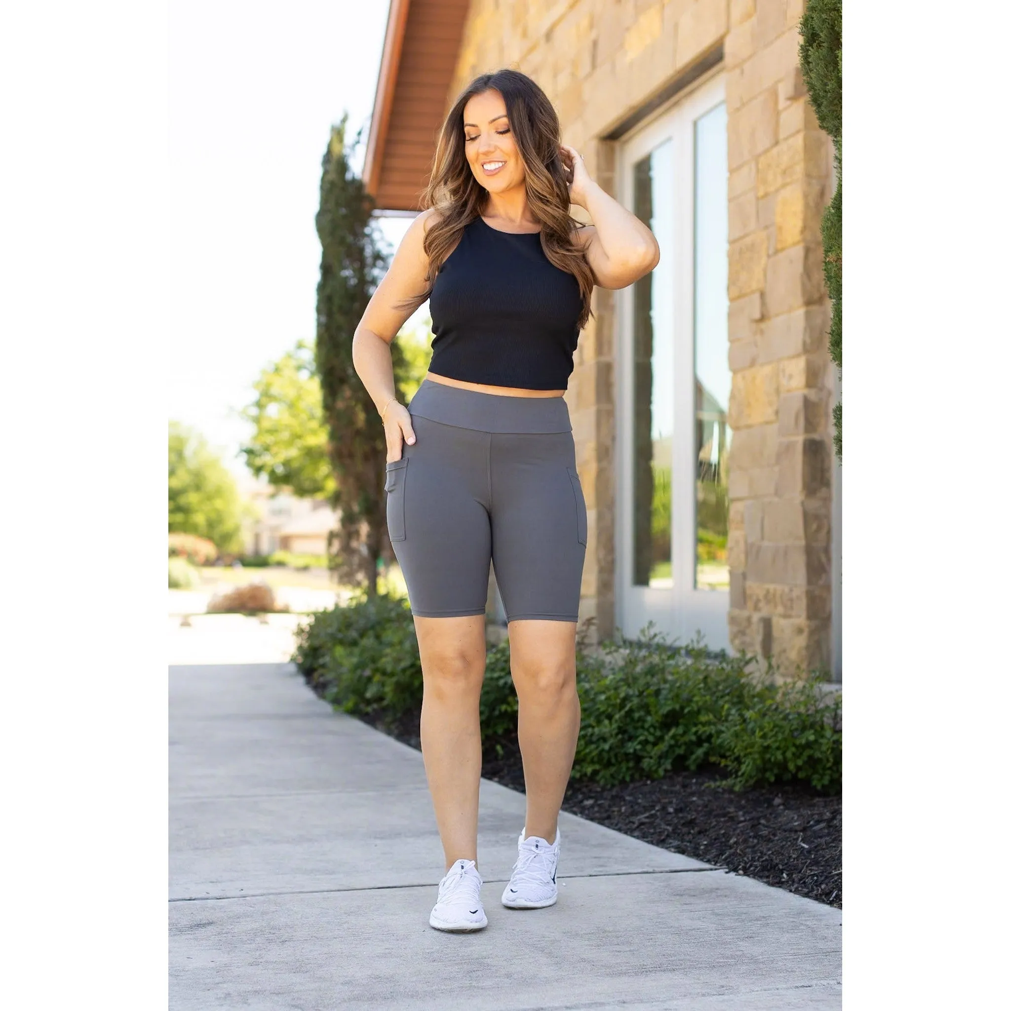 Ready to Ship  | The Christy -  Charcoal BIKER  SHORTS - Luxe Leggings