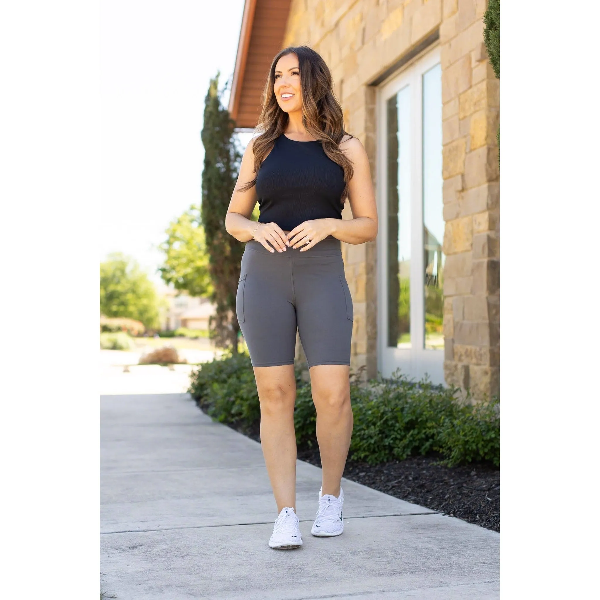 Ready to Ship  | The Christy -  Charcoal BIKER  SHORTS - Luxe Leggings