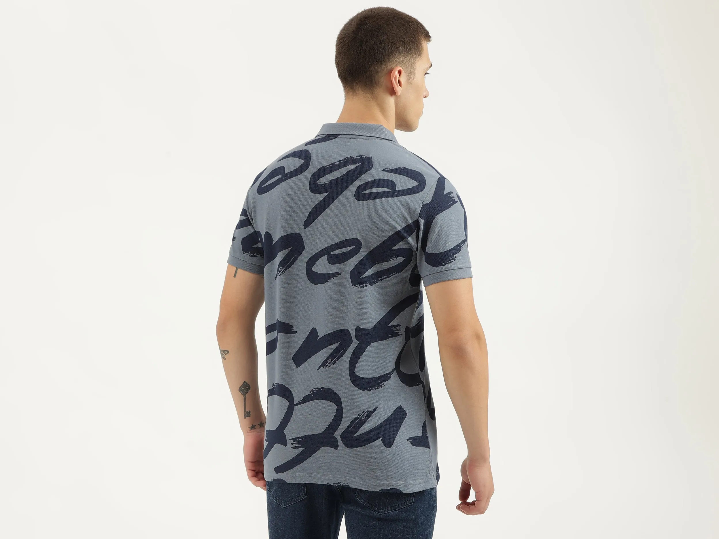 Regular Fit Polo Neck Printed T-shirts