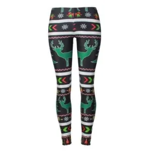 Reindeer Snowflake Leggings - Black S