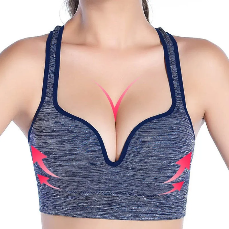 Sexy Women Professional Workout Fitness Stretch Bra Shakeproof Bra Racerback Casual Padded Exercise Tank Top Bras 4 Colors