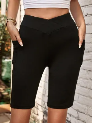 Shorts biker unicolor con bolsillo lateral  CR