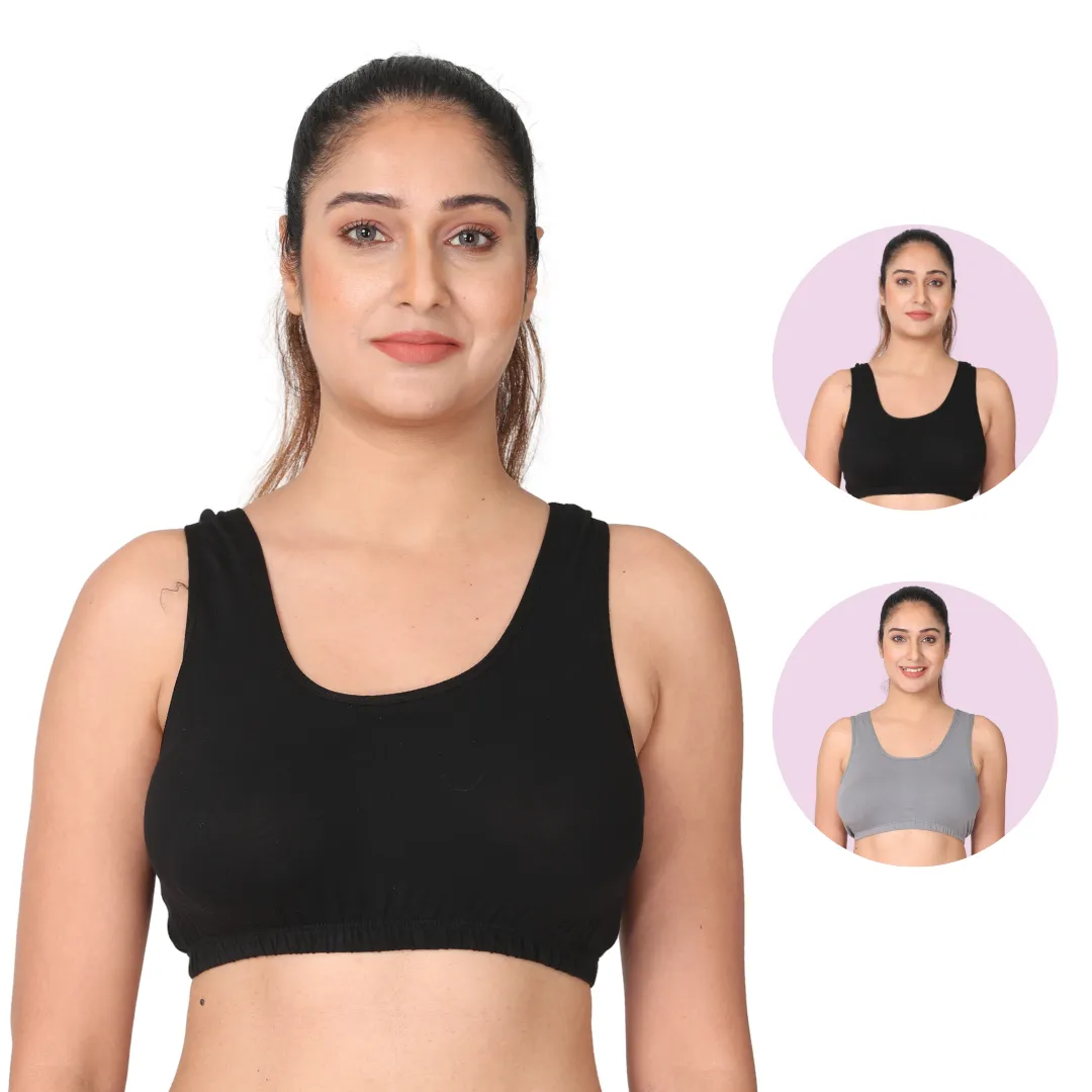 Sleep Bra | Lounge Bra | Non Padded | Non Wired | Full Coverage | Racerback | Pack Of 2