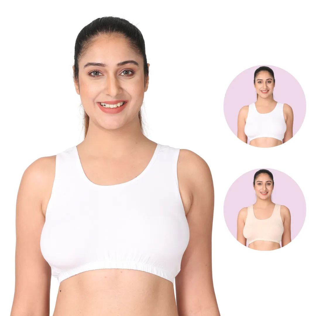 Sleep Bra | Lounge Bra | Non Padded | Non Wired | Full Coverage | Racerback | Pack Of 2