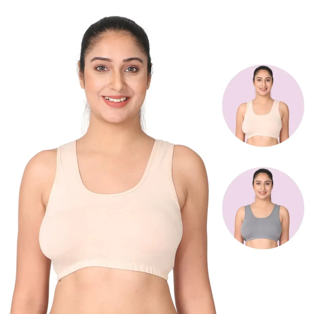 Sleep Bra | Lounge Bra | Non Padded | Non Wired | Full Coverage | Racerback | Pack Of 2