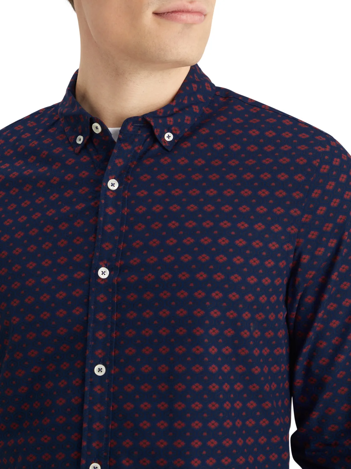 Slim Fit Navy Ditsy Allover Print Shirt