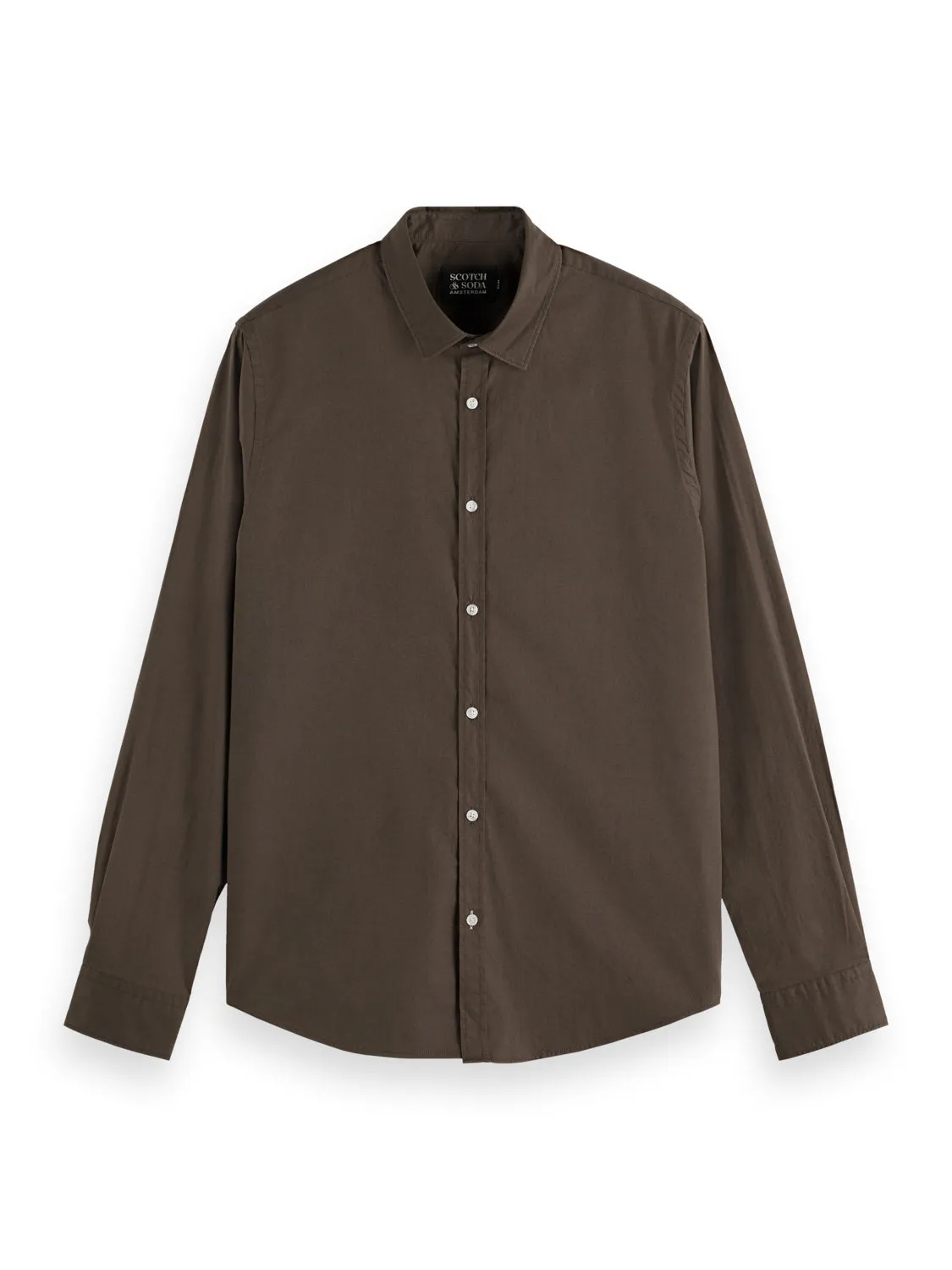 Slim Fit Poplin Shirt - Coffee