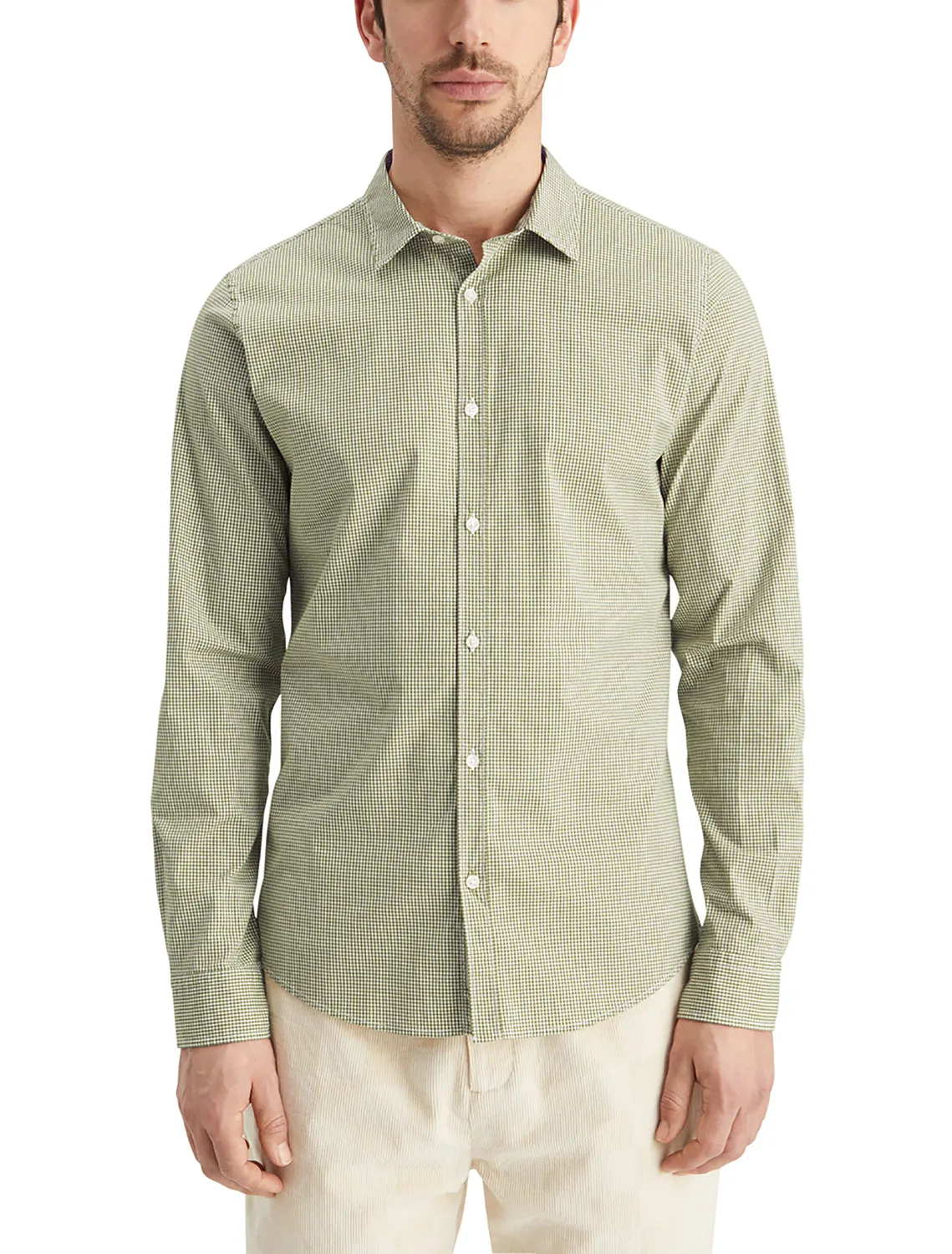 Slim Fit Seasonal Essentials Green Mini Check Shirt