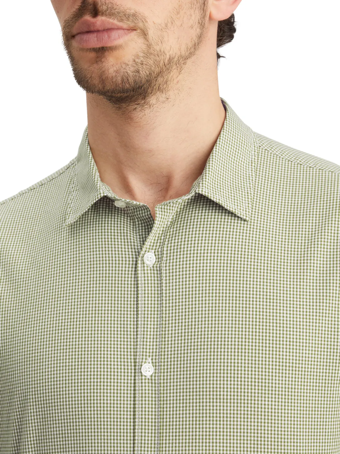 Slim Fit Seasonal Essentials Green Mini Check Shirt