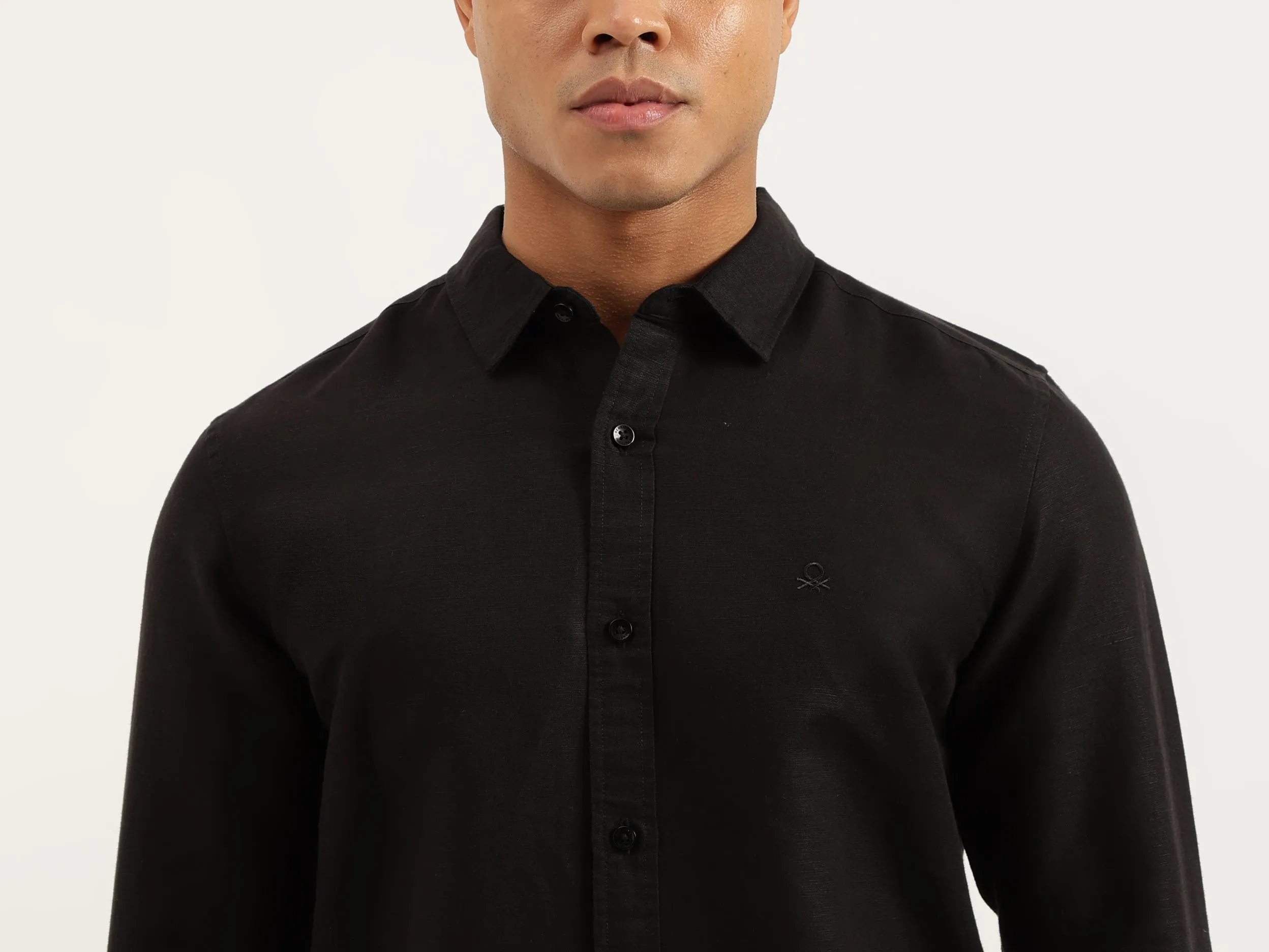 Slim Fit Spread Collar Solid Shirts
