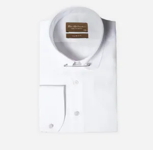 Slim Fit White Cotton Shirt - Pin Colar-Turkish Made