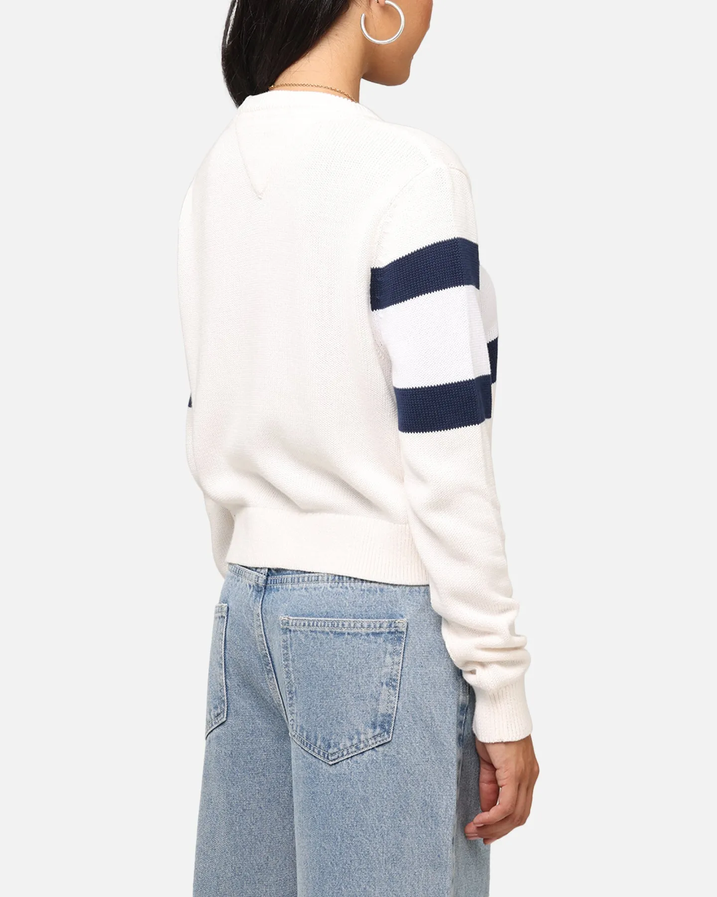 Tommy Jeans Women's Center Flag Sweater Ancient White