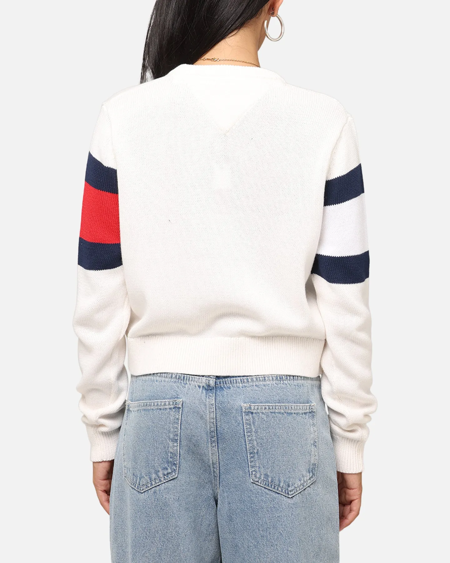 Tommy Jeans Women's Center Flag Sweater Ancient White