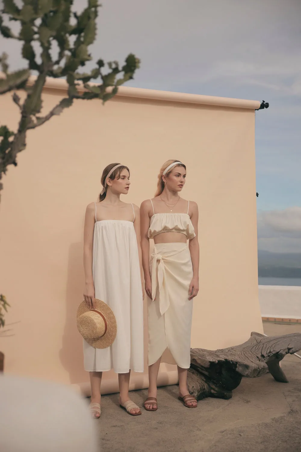 TOULOUSE Linen Slip Dress with Thin Straps (White Linen)