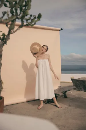 TOULOUSE Linen Slip Dress with Thin Straps (White Linen)