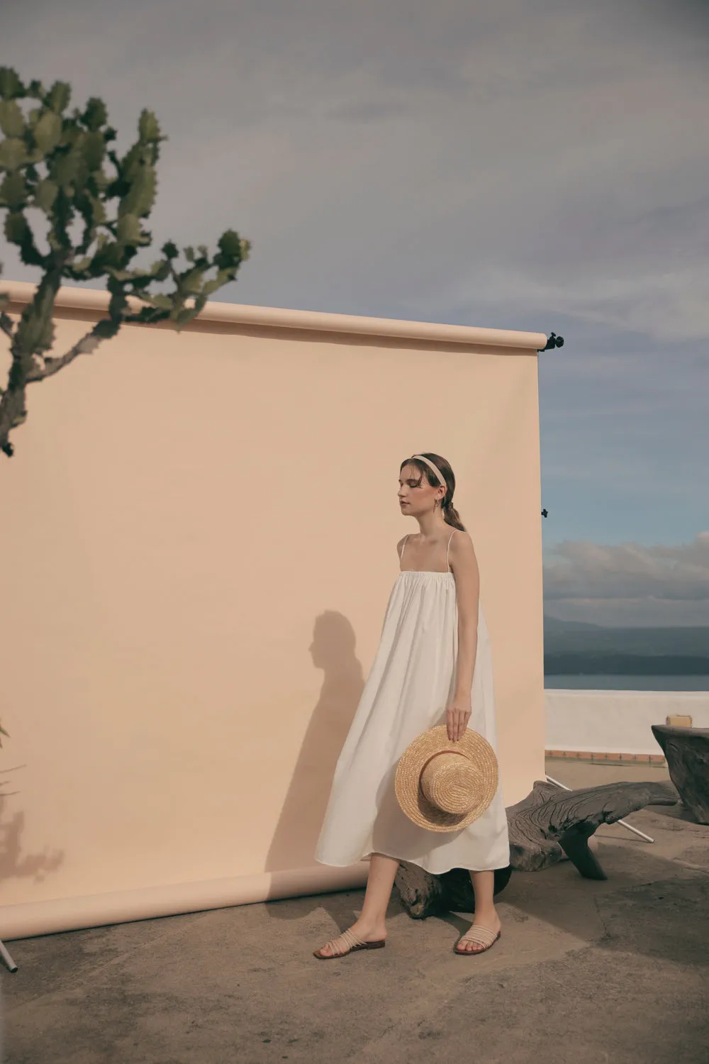TOULOUSE Linen Slip Dress with Thin Straps (White Linen)