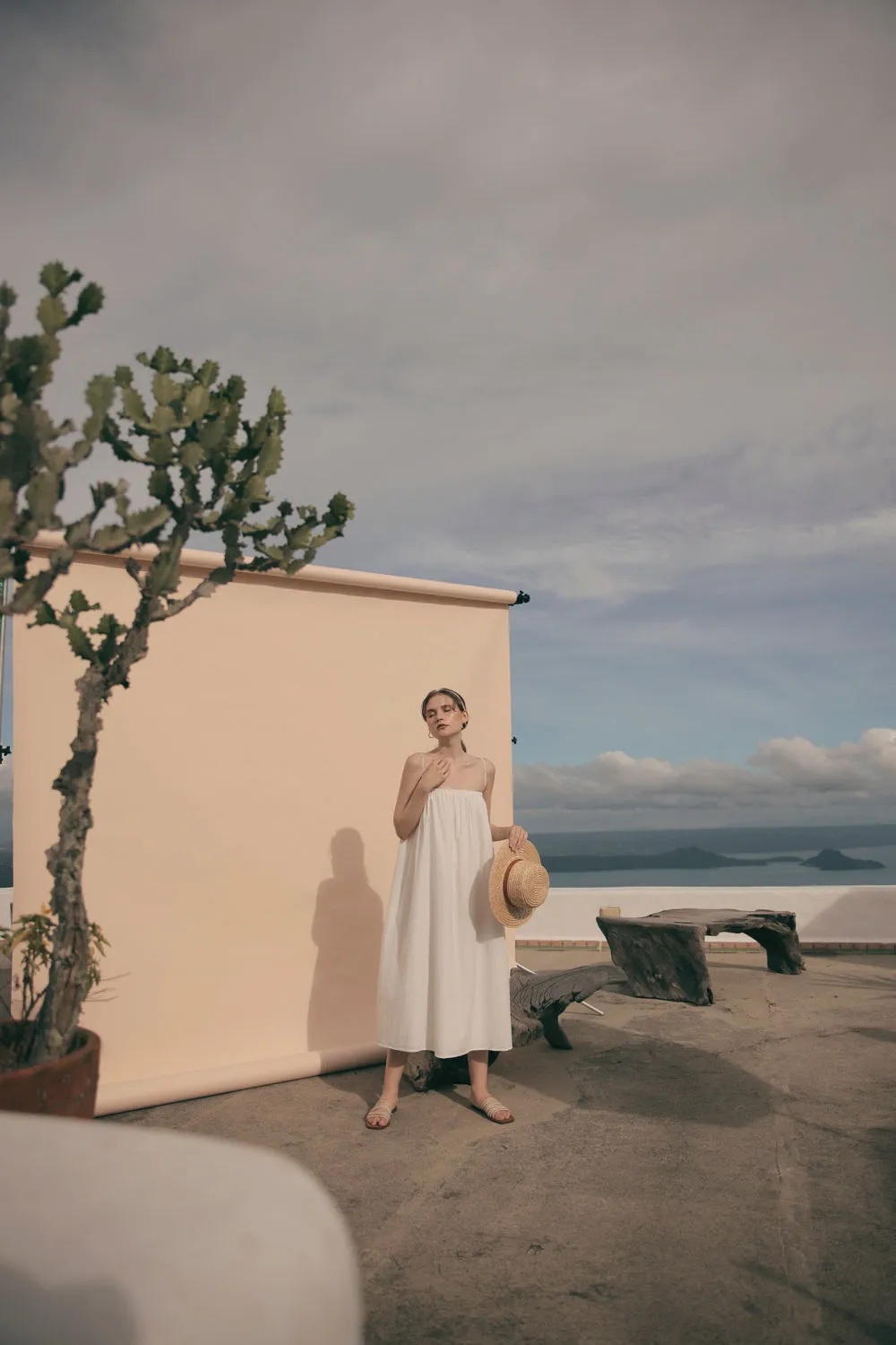TOULOUSE Linen Slip Dress with Thin Straps (White Linen)
