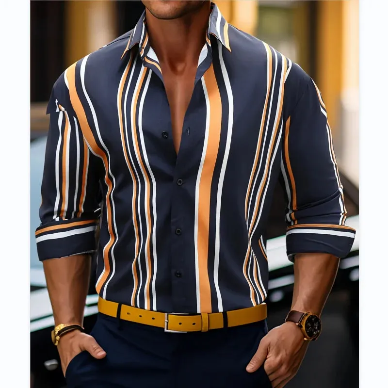 TrendFusion Gestreiftes Freizeithemden für Herren