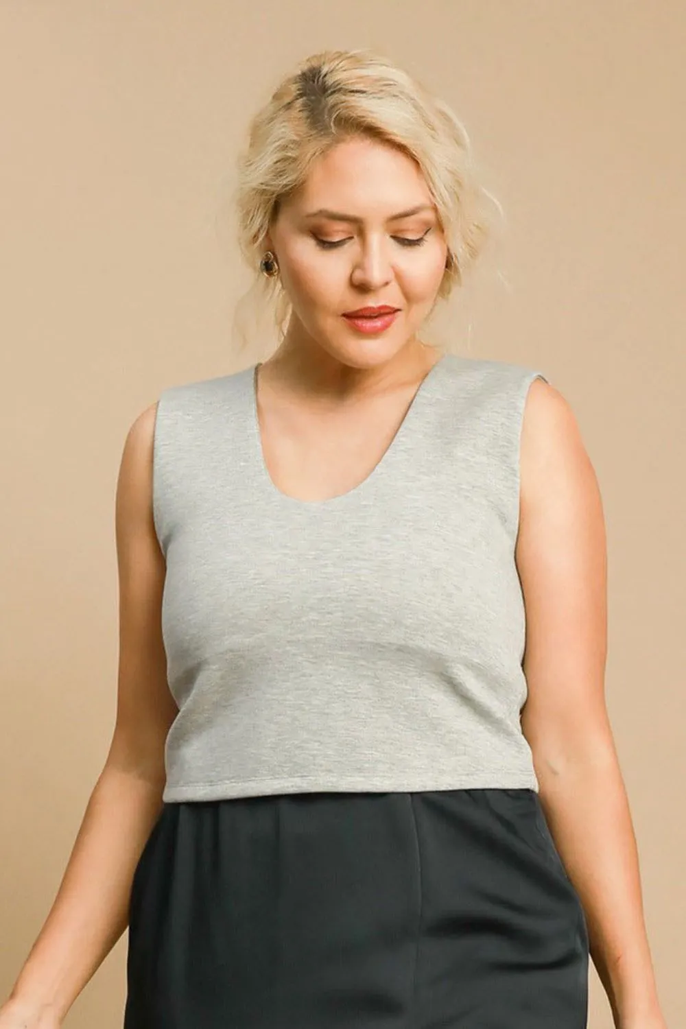 Umgee Full Size Scoop Neck Cropped Tank Plus Size