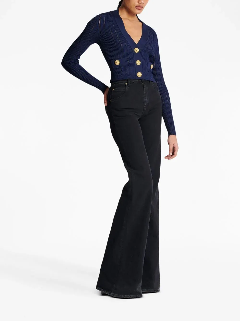 V-Neck Cropped Cardigan