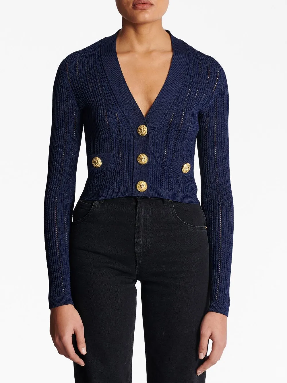 V-Neck Cropped Cardigan
