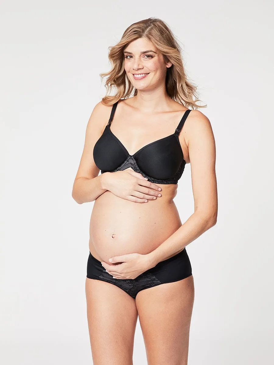 Waffles Moulded Nursing Bra - Black