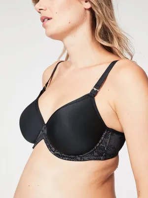 Waffles Moulded Nursing Bra - Black