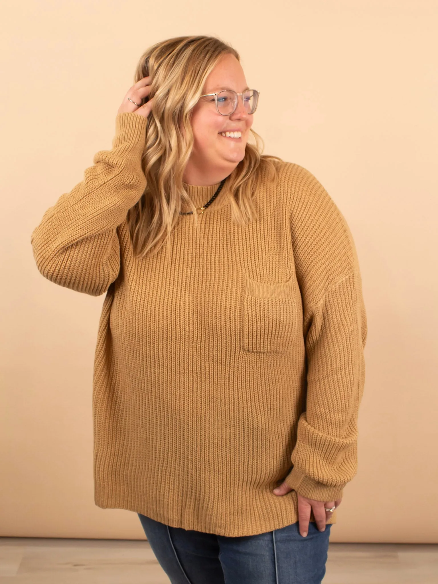 Wednesday Oversized Knit Sweater in Taupe