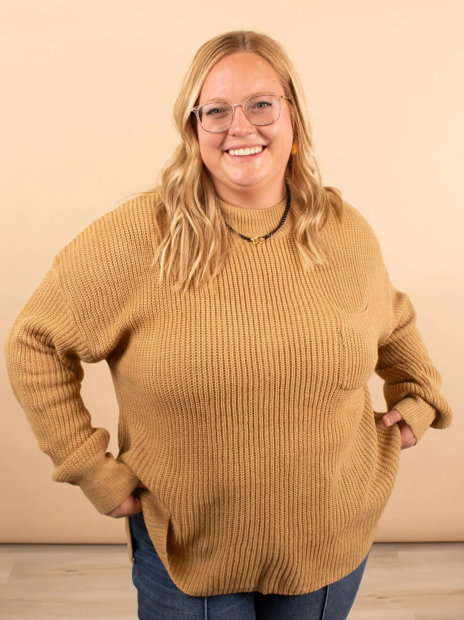 Wednesday Oversized Knit Sweater in Taupe