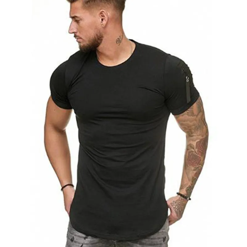 West Louis™ Brand Zipper On Shoulder T-shirt