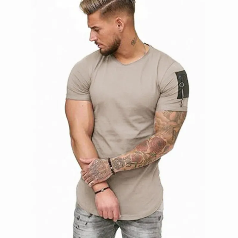 West Louis™ Brand Zipper On Shoulder T-shirt