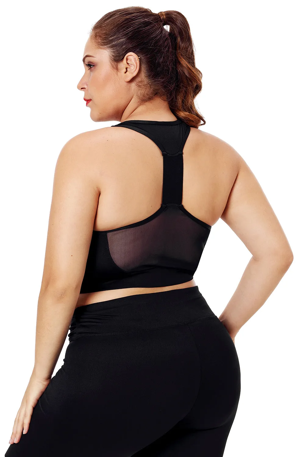 White Accent Mesh Strap Yoga Bra for Women