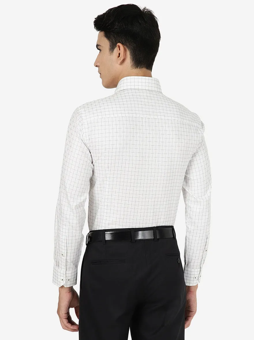 White Checked Slim Fit Formal Shirt | Greenfibre
