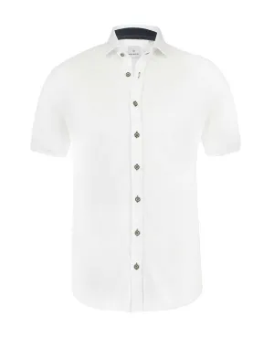 White Pique Short Sleeve Buttondown Shirt