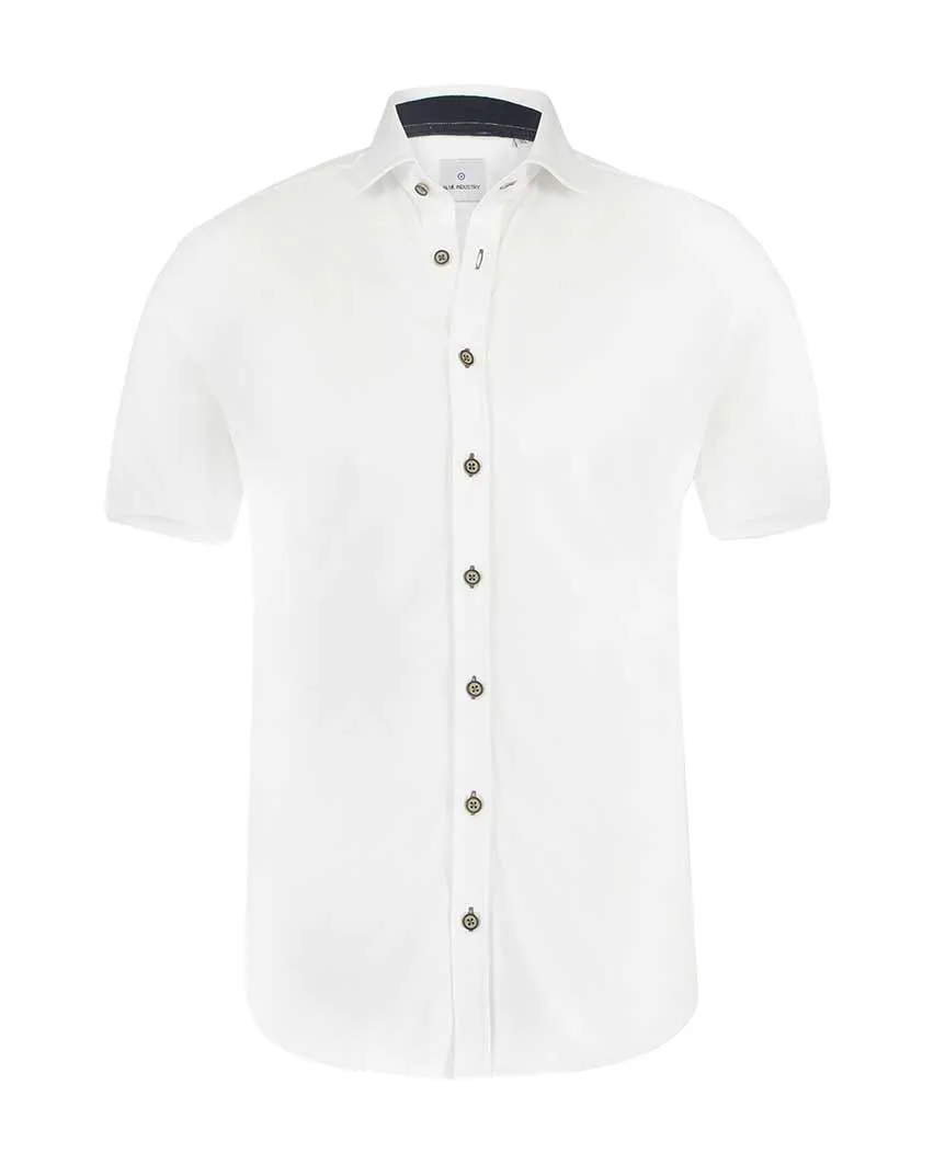 White Pique Short Sleeve Buttondown Shirt