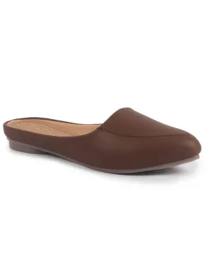 Women Back Open Slip On Mules Work And Casual Wear Loafer Flats Memory Cushioned Insole Slippers
