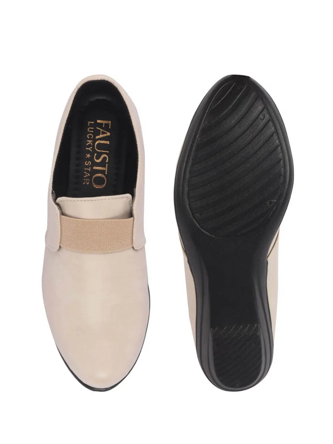 Women Elastic Strap Slip On Wedge Formal Shoes All Day Comfort Office Dress Shoes  Lightweight And Cushioned