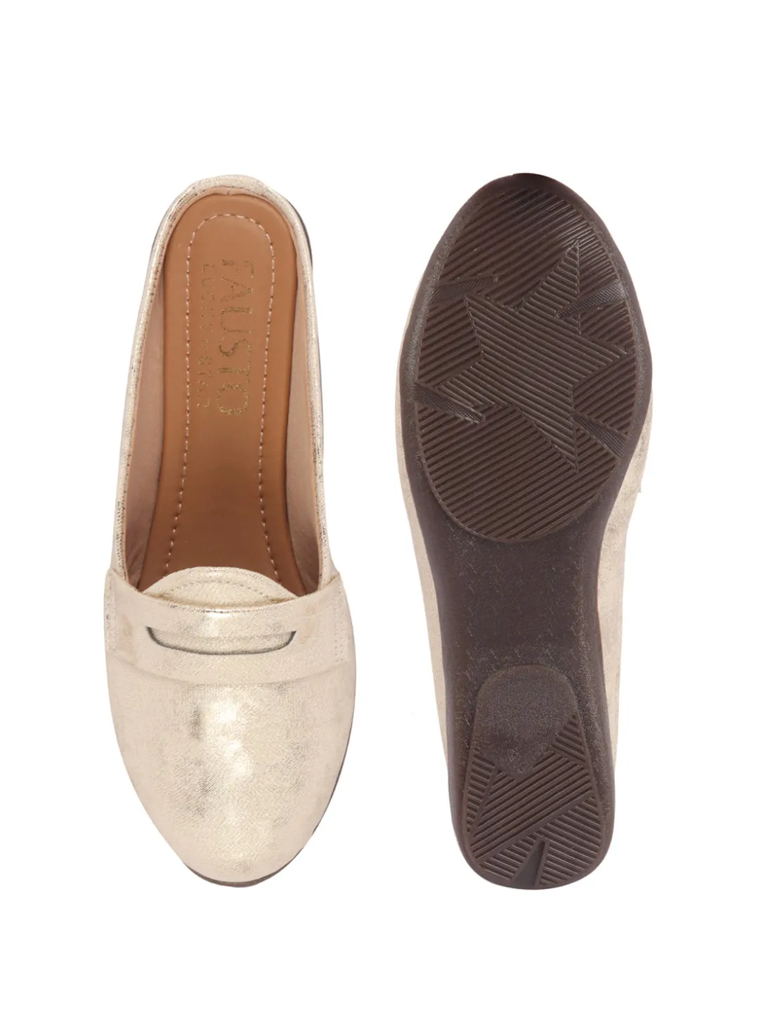 Women Party Wedge Mules Gilltery Shiny Backopen Loafers Travel Friendly Slip On Shoes Ethnic Sandals