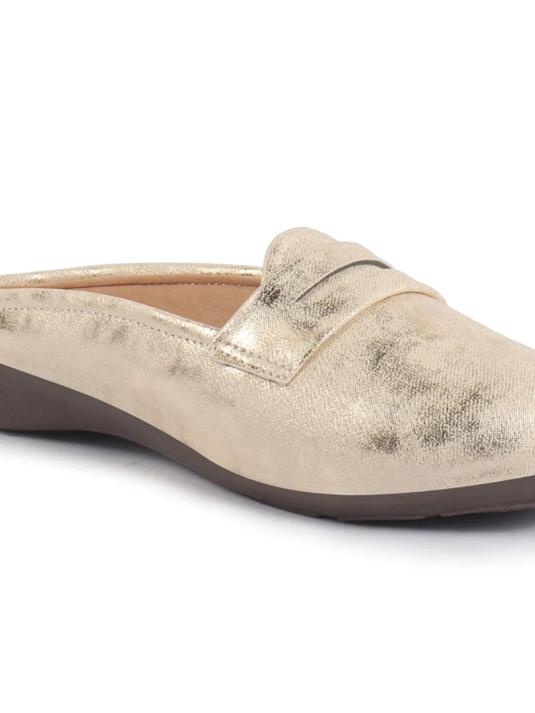 Women Party Wedge Mules Gilltery Shiny Backopen Loafers Travel Friendly Slip On Shoes Ethnic Sandals