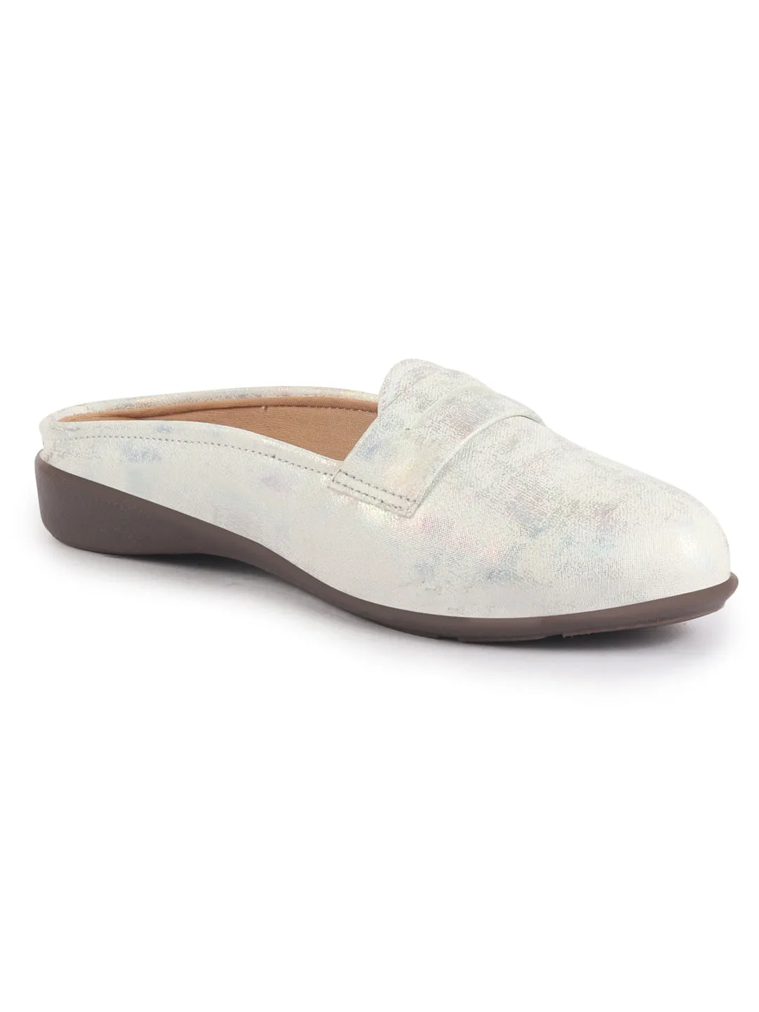 Women Party Wedge Mules Gilltery Shiny Backopen Loafers Travel Friendly Slip On Shoes Ethnic Sandals