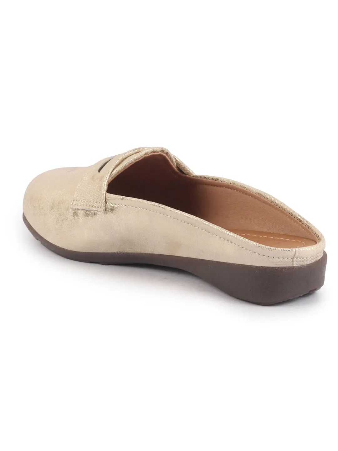 Women Party Wedge Mules Gilltery Shiny Backopen Loafers Travel Friendly Slip On Shoes Ethnic Sandals