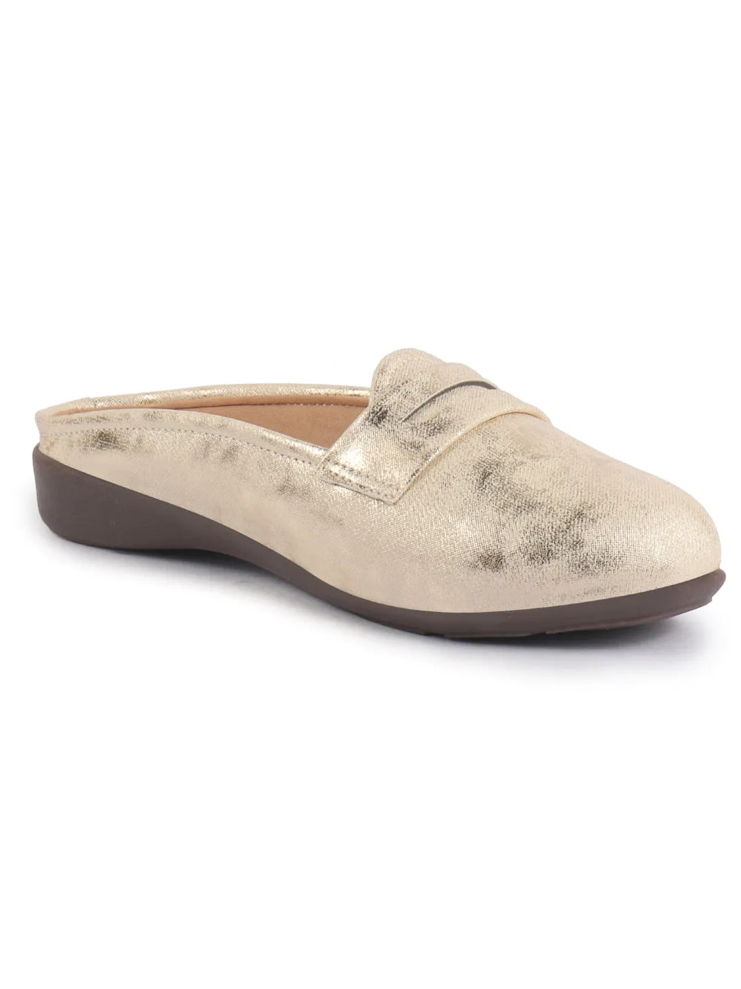 Women Party Wedge Mules Gilltery Shiny Backopen Loafers Travel Friendly Slip On Shoes Ethnic Sandals