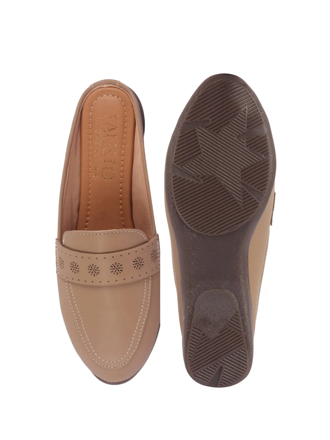 Women Perforated Strap Mule Wedge Formal Moccasin Casual Slip On Backopen Loafers Work Office Wear Shoes