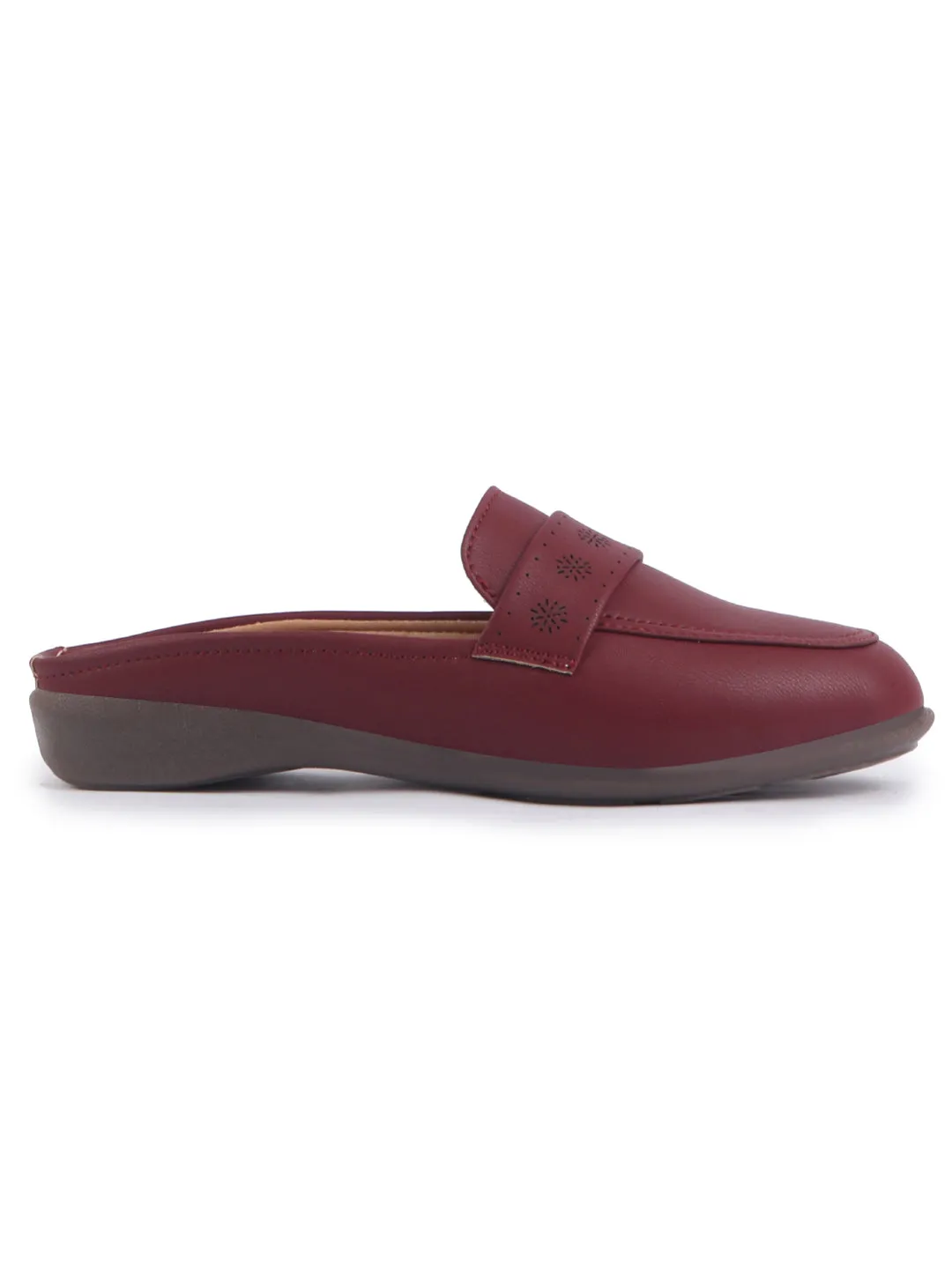 Women Perforated Strap Mule Wedge Formal Moccasin Casual Slip On Backopen Loafers Work Office Wear Shoes