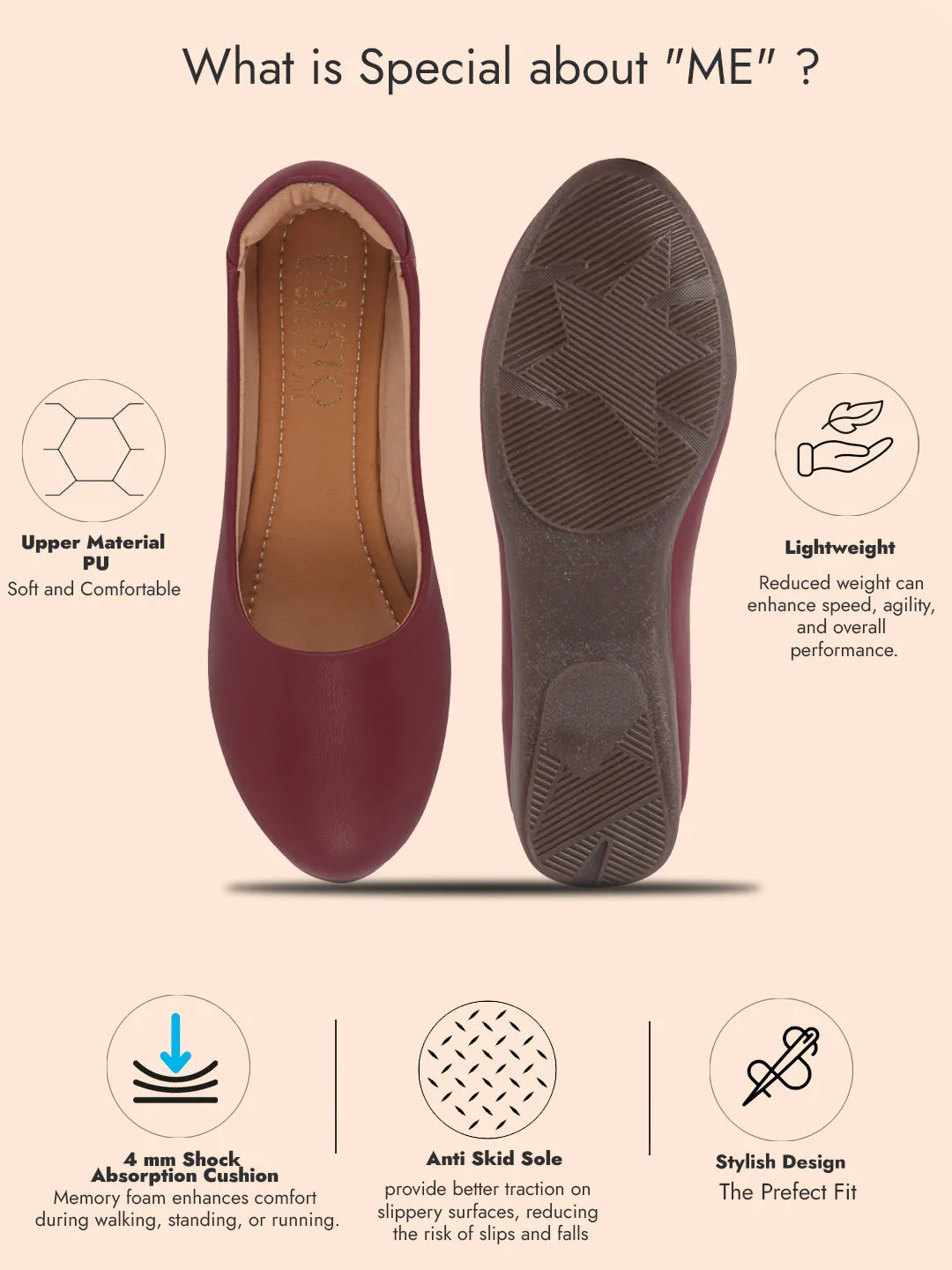 Women Platform Heel Ballet Comfortable Everyday Casual Shoes Soft Vegan Leather Ballerinas Formal Slip On Shoes