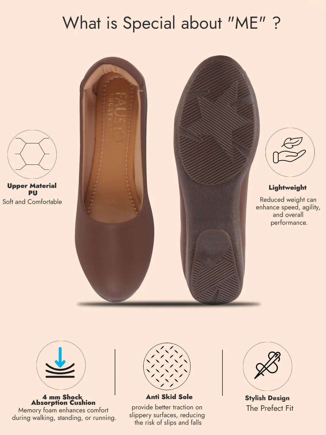 Women Platform Heel Ballet Comfortable Everyday Casual Shoes Soft Vegan Leather Ballerinas Formal Slip On Shoes
