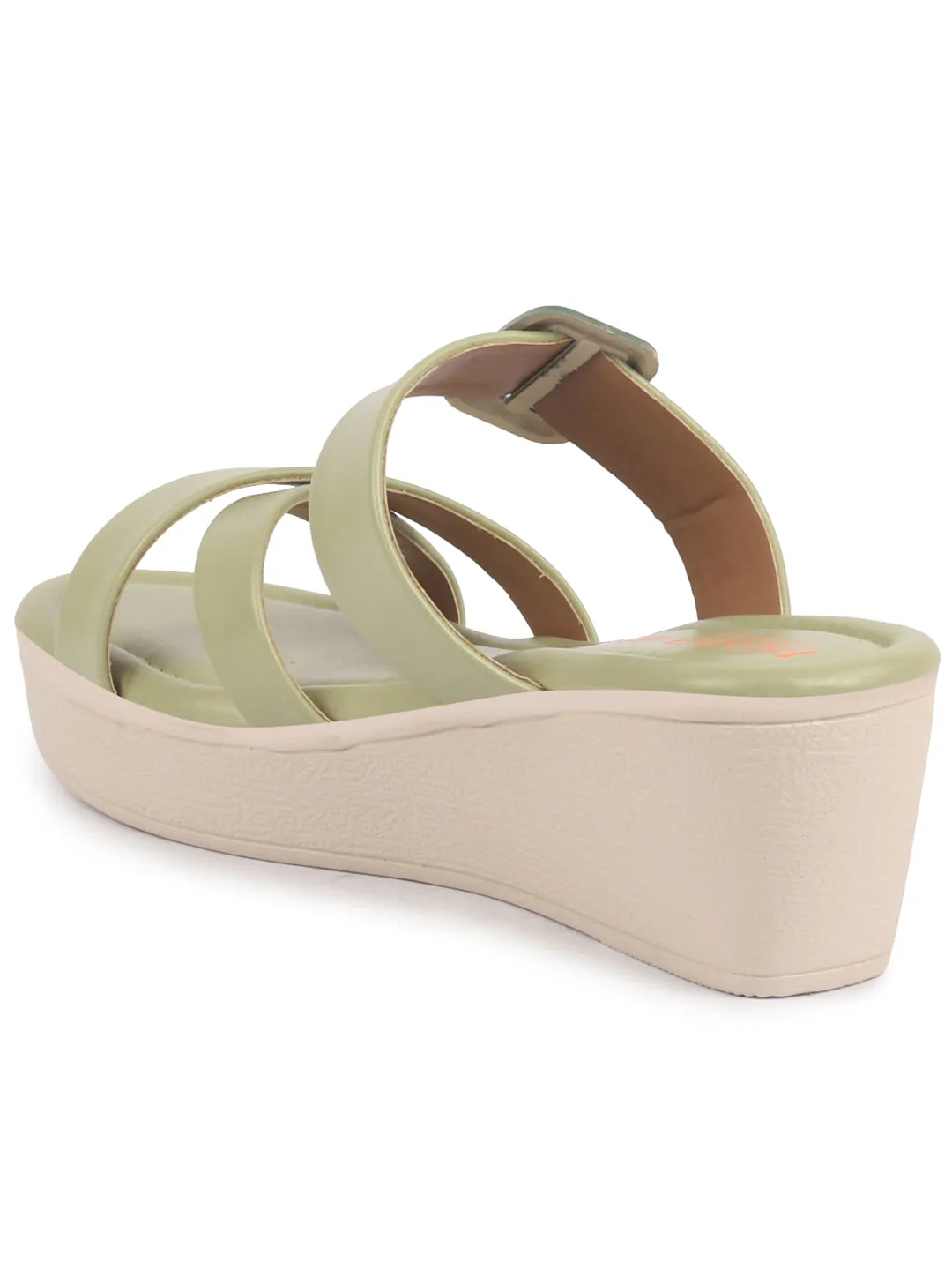 Women Platform Wedge Heel Open Toe Sandals Height Enhancer Criss Cross Strap Slip-On Sandal